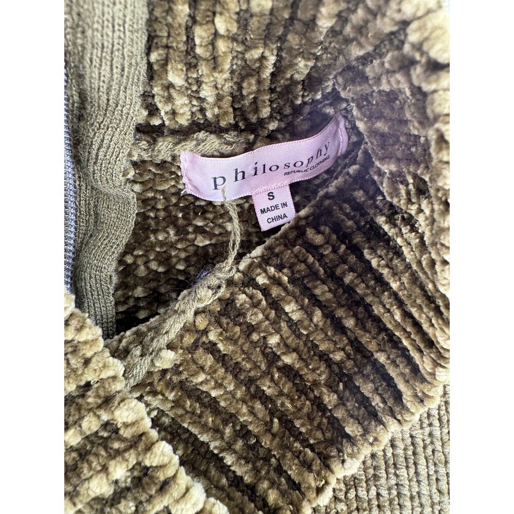 Philosophy Green Chenille Mock Neck Sweater Small Soft Cozycore Chartruse - Picture 5 of 8